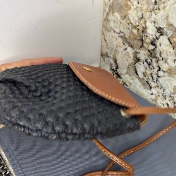 EUC Longchamp Mini Woven Leather Brown Black Crossbody Luxury Bag - Picture 7 of 10